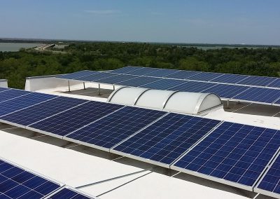Solar panel on white foam roof