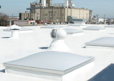 spray foam commercial establishment white roof